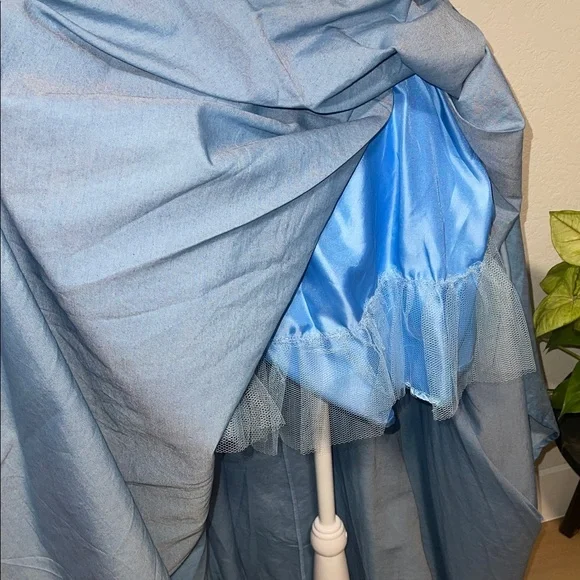 San Joy Blue High-Waist High Low Skirt - Picture 9 of 10